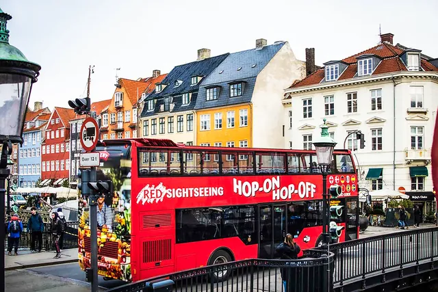 Hop-on hop-off bus tour Copenhagen — boarding near Nyhavn